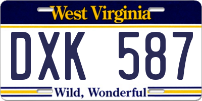 WV license plate DXK587