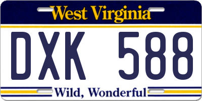 WV license plate DXK588