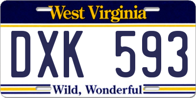 WV license plate DXK593