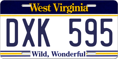 WV license plate DXK595