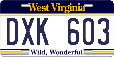 WV license plate DXK603