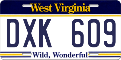 WV license plate DXK609