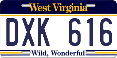 WV license plate DXK616