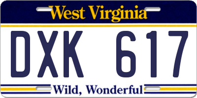 WV license plate DXK617
