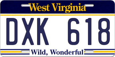 WV license plate DXK618