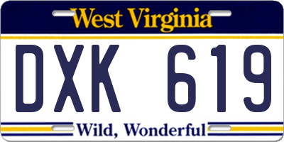 WV license plate DXK619