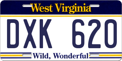 WV license plate DXK620