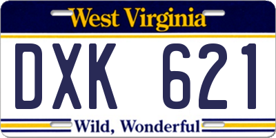 WV license plate DXK621