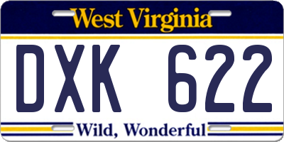 WV license plate DXK622