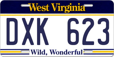WV license plate DXK623