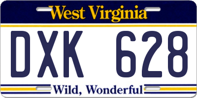 WV license plate DXK628