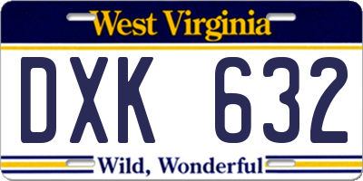 WV license plate DXK632