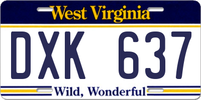 WV license plate DXK637