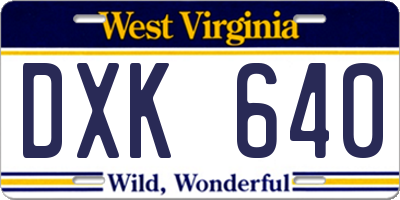 WV license plate DXK640