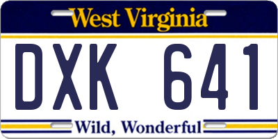 WV license plate DXK641