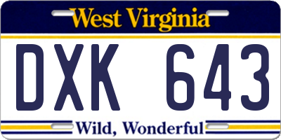 WV license plate DXK643
