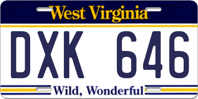 WV license plate DXK646
