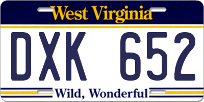 WV license plate DXK652
