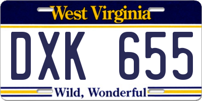 WV license plate DXK655