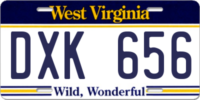 WV license plate DXK656