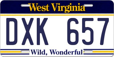 WV license plate DXK657