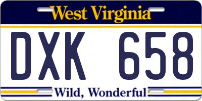 WV license plate DXK658