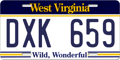 WV license plate DXK659