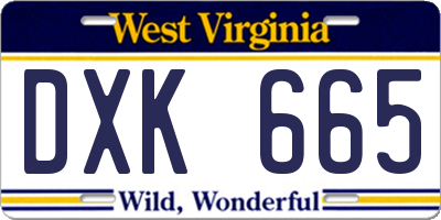 WV license plate DXK665