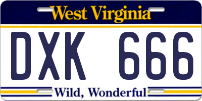 WV license plate DXK666
