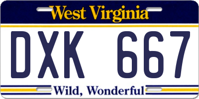 WV license plate DXK667