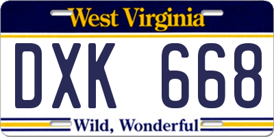 WV license plate DXK668