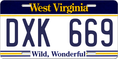 WV license plate DXK669