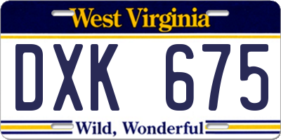 WV license plate DXK675