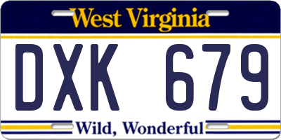 WV license plate DXK679
