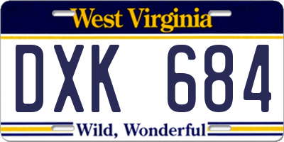 WV license plate DXK684