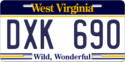 WV license plate DXK690