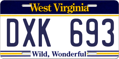 WV license plate DXK693