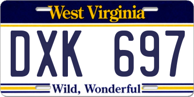 WV license plate DXK697