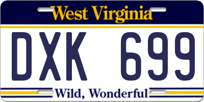 WV license plate DXK699