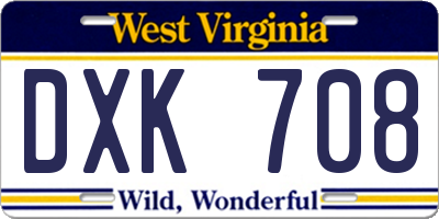 WV license plate DXK708