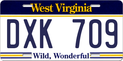 WV license plate DXK709