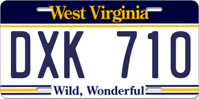 WV license plate DXK710