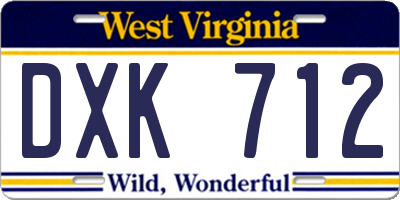 WV license plate DXK712