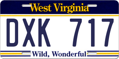 WV license plate DXK717