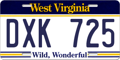 WV license plate DXK725