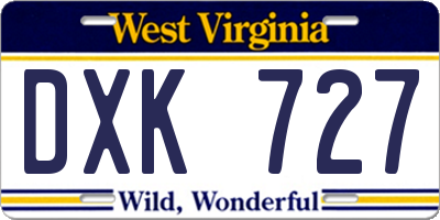 WV license plate DXK727