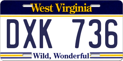 WV license plate DXK736