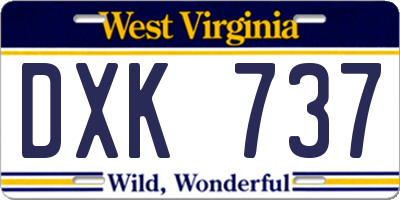 WV license plate DXK737