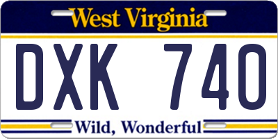 WV license plate DXK740