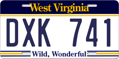 WV license plate DXK741